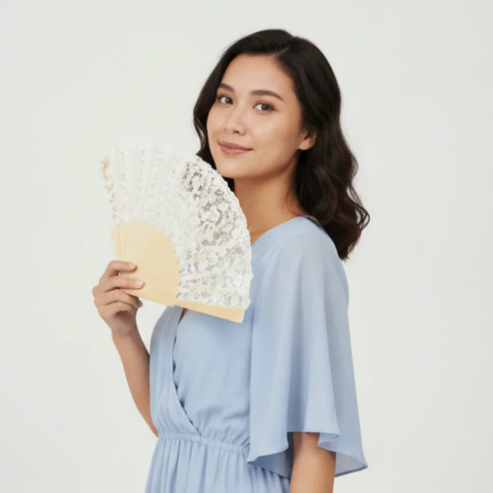Antique Style Lace Hand Fan Floral Lace Handmade Folding Handheld Fan Wedding Decorative Fan Vintage Lace Fan Bridal Accessories