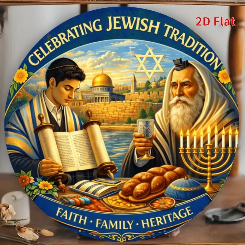 CIFBUY Vintage Jewish Faith Aluminum Wall Art 8x8 Inch Waterproof Metal Sign for Living Room Study Decor