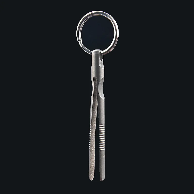 Mini Light Weight Compact Titanium Steel Tweezers TC4 Tweezers CNC Machining Clips Outdoor EDC Gadget Keychain Pendant Tool