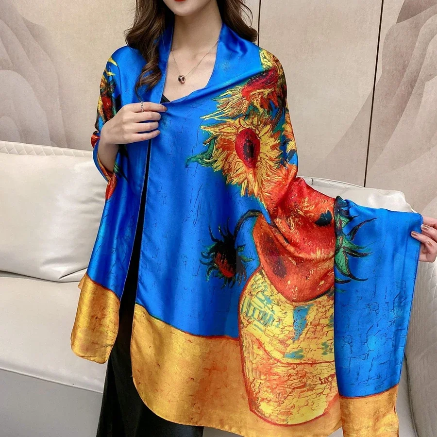 

Luxury Brand Women Scarf Autumn Silk Scarves Shawls Lady Long Wraps Soft Pashimina Foulard Female Echarpe Designer Stole Bandana