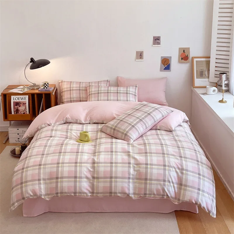 Pure cotton four-piece bed sheet 100 cotton twill quilt cover bed sheet student dormitory bedding double-sided design - Image 3