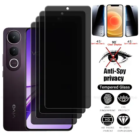 4Pcs Für Vivo V50 Lite 5G Glas Vivo V50 Lite Gehärtetem Glas 9H Telefon Schutz Privatsphäre Anti-spion Screen Protector Vivo V50 Lite