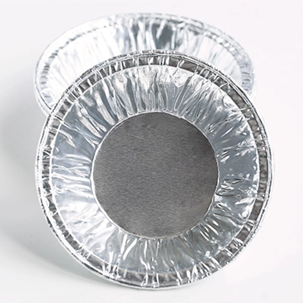 100Pcs Silver Aluminum Foil Tart Pan Disposable Mini Pie Tins Round Egg Tart Molds Pan Baking Foil Cake Cups for Kitchen