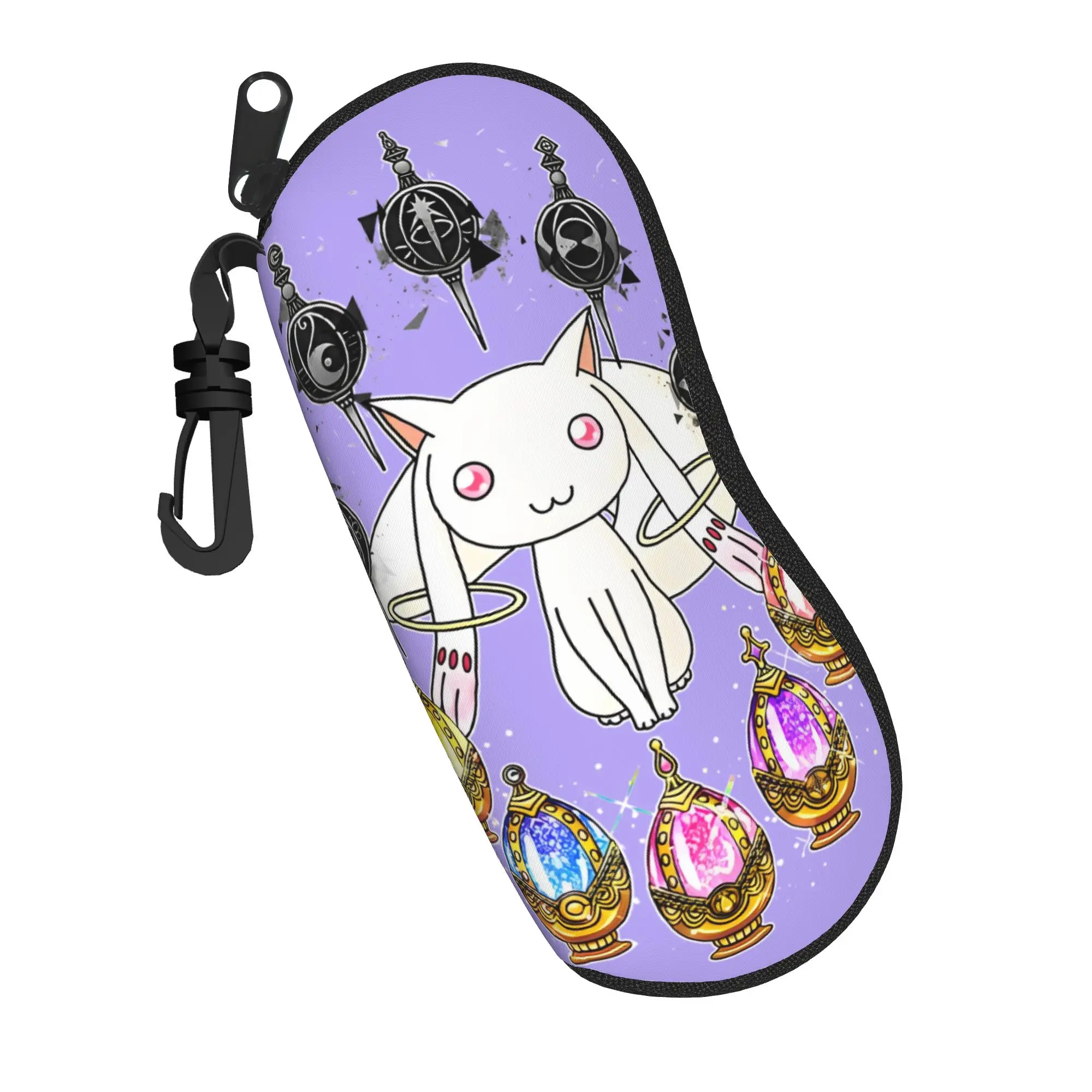 Puella Magi Madoka Magica Cute Kyubey Glasses Case Men Women Waterproof Zipper Anime Eyeglasses Storage Box Sunglasses Box