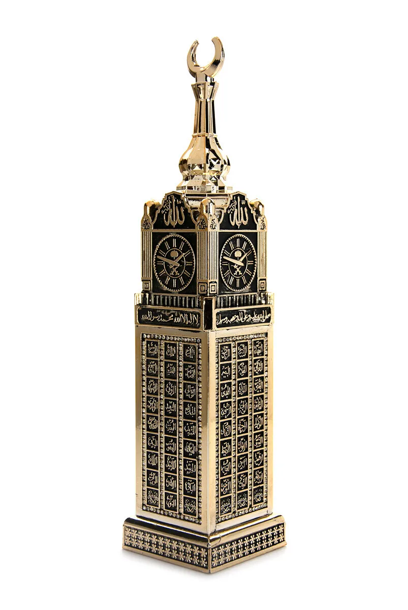 Kaaba zama Tower Maket in miniatura con orologio IQRAH regalo religioso gingillo Color oro