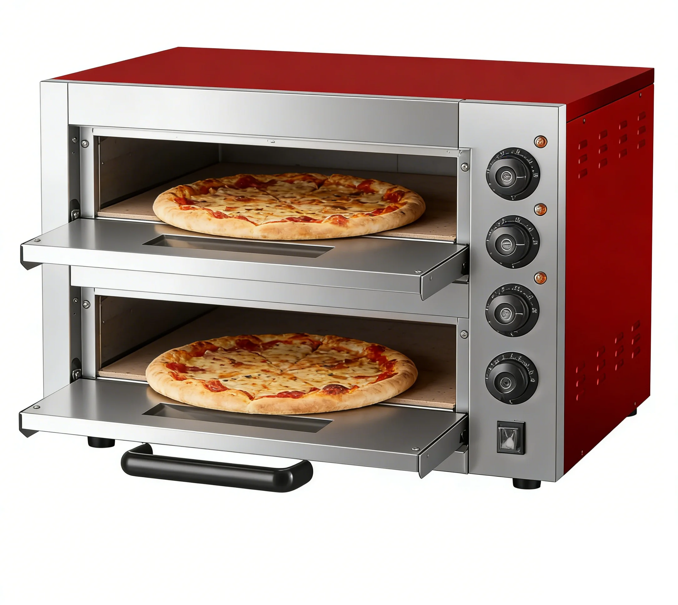 3KW Commercial Double Deck Electric Pizza Oven Stainless Steel Countertop Pizza Baker For Restaurant Bakery Snack Bar