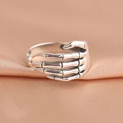 925 Sterling Silver Skeletal Hand Open Rings For Women Party Luxury Designer Jewelry Christmas Accessories