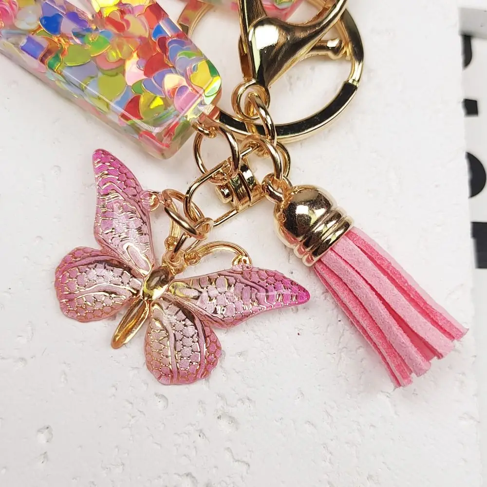 Fashion Dreamy 26 Letter Keychain A-Z Alphabet Butterfly Initial Keyring Exquisite Resin Alphabet Key Chain Bag Pendant