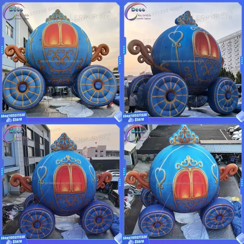 Custom Inflatable Cartoon Princess Carriage For Film TV Promotion Latest Design Novelty Advertising Display Prop Event