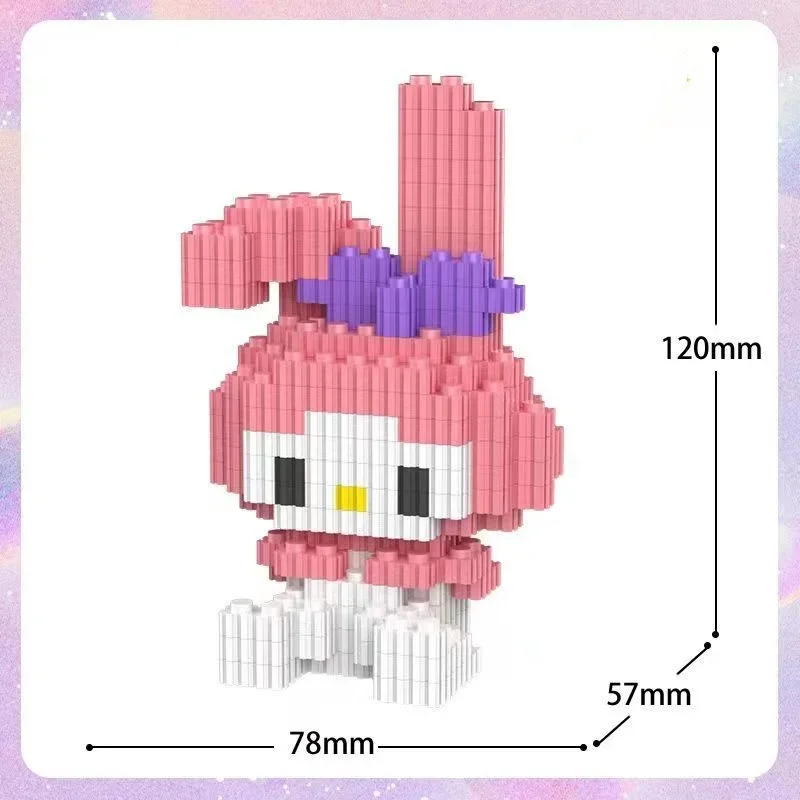 Sanrio Anime Building Blocks Hello Kitty Cinnamoroll Kuromi 3D Building Blocks Puzzle Children Girls Toy Gift Cute Girly Heart