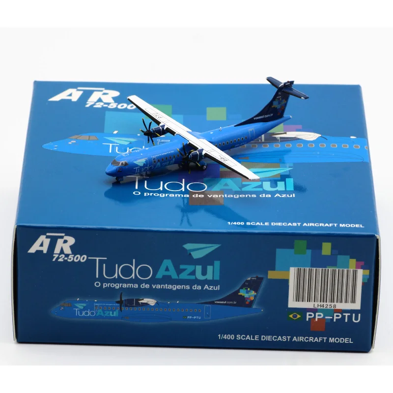 1:400 Acale Diecast Alloy Plane LH4258 Tudo AZUL Airlines ATR72-500 Aircraft Model PP-PTU Gifts Collection Display Toys Gifts