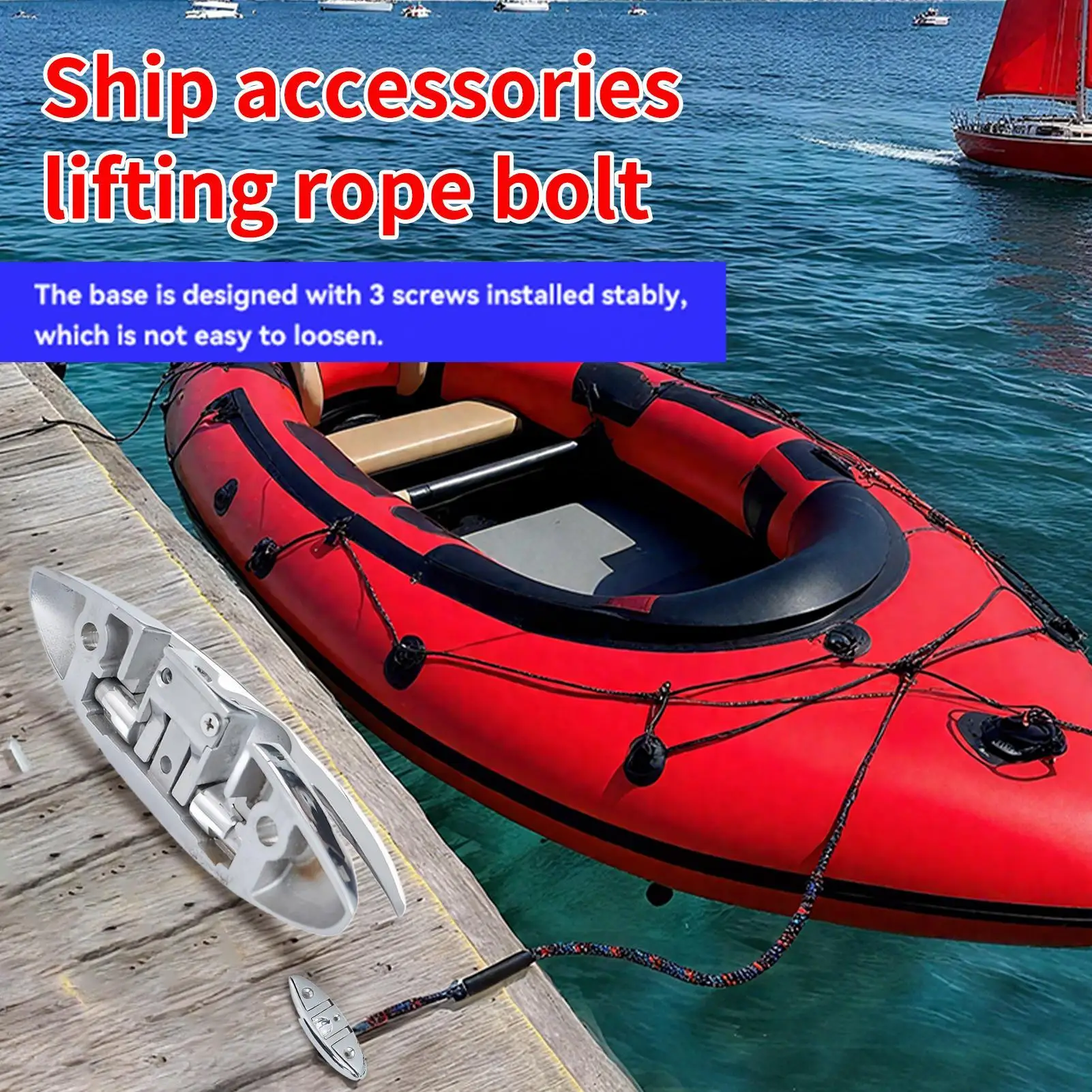 Marine Mooring Folding Lifting Rope Bolt Heavy Duty Precision Hardware Pull Up Boat Cleat for Sailboats Kayak Outdoor Sports