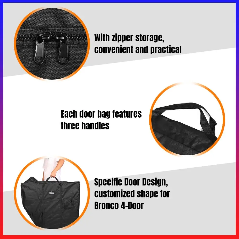 

4PCS Door Storage Bag Waterproof Front Rear Door Storage Bags Organizer with Carry Handle Fit for Ford Bronco 4-Door 2021-2025