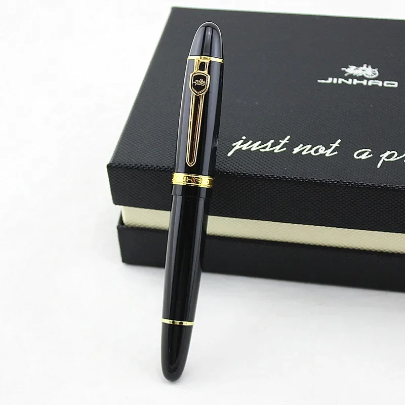 

JINHAO 159 Broad 18KGP 0.7mm Nib Fountian Pen 19 Colours Black Lacquer Gold Trim Big Heavy signature Business office new