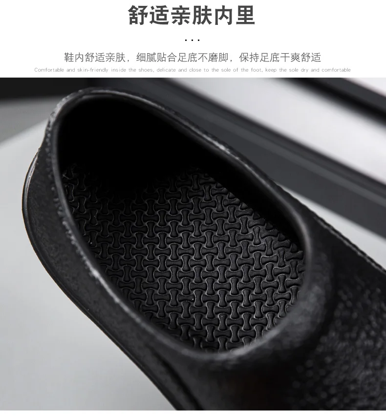 Rutschfeste Kochschuhe für Herren, Slip-On-Hausschuhe, Clogs, leichte EVA-Arbeitsschuhe für Küchen, Hotels, wasserdichte, ölbeständige Sandalen – Detail 4