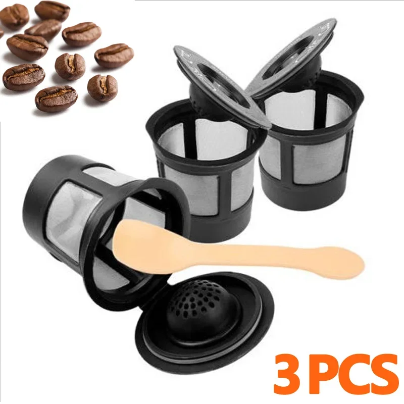 3x Universal Coffee Filter K Cup Coffee Filter Mesh Replaceable Coffee Filter Cup Black Simple Portable Household Kitchen Tools