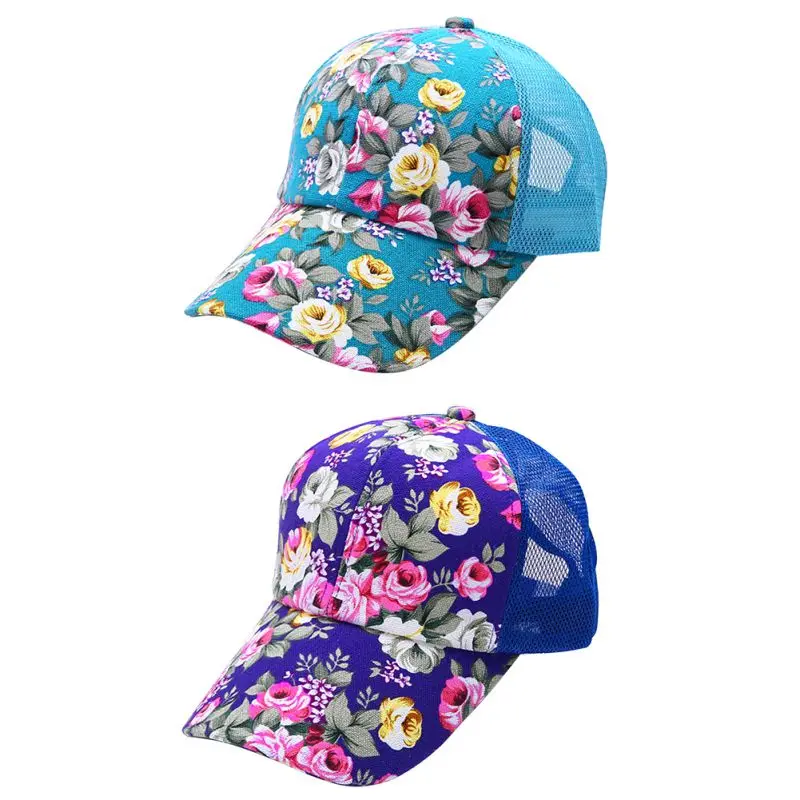 

Women Flower Caps Sunshade Hats Casual Snapback Caps Fashion Breathable Baseball Cap