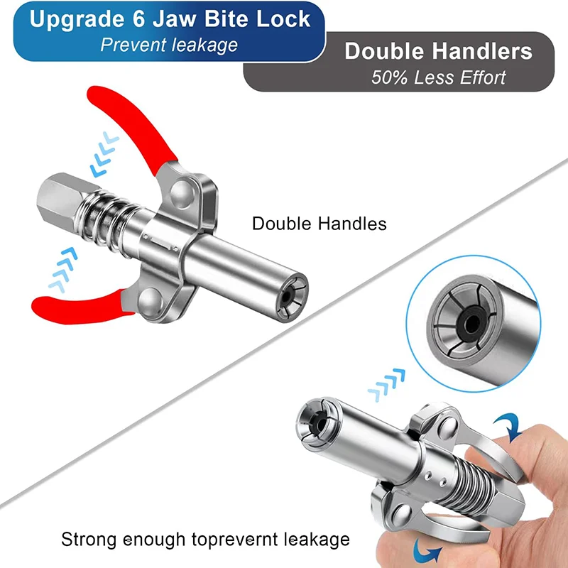 Double-Handle High-Pressure Locking Pliers Grease Nozzle, Grease Coupler, Repair Tools, NPT1/8 Adapter, Grease Gun Accessories