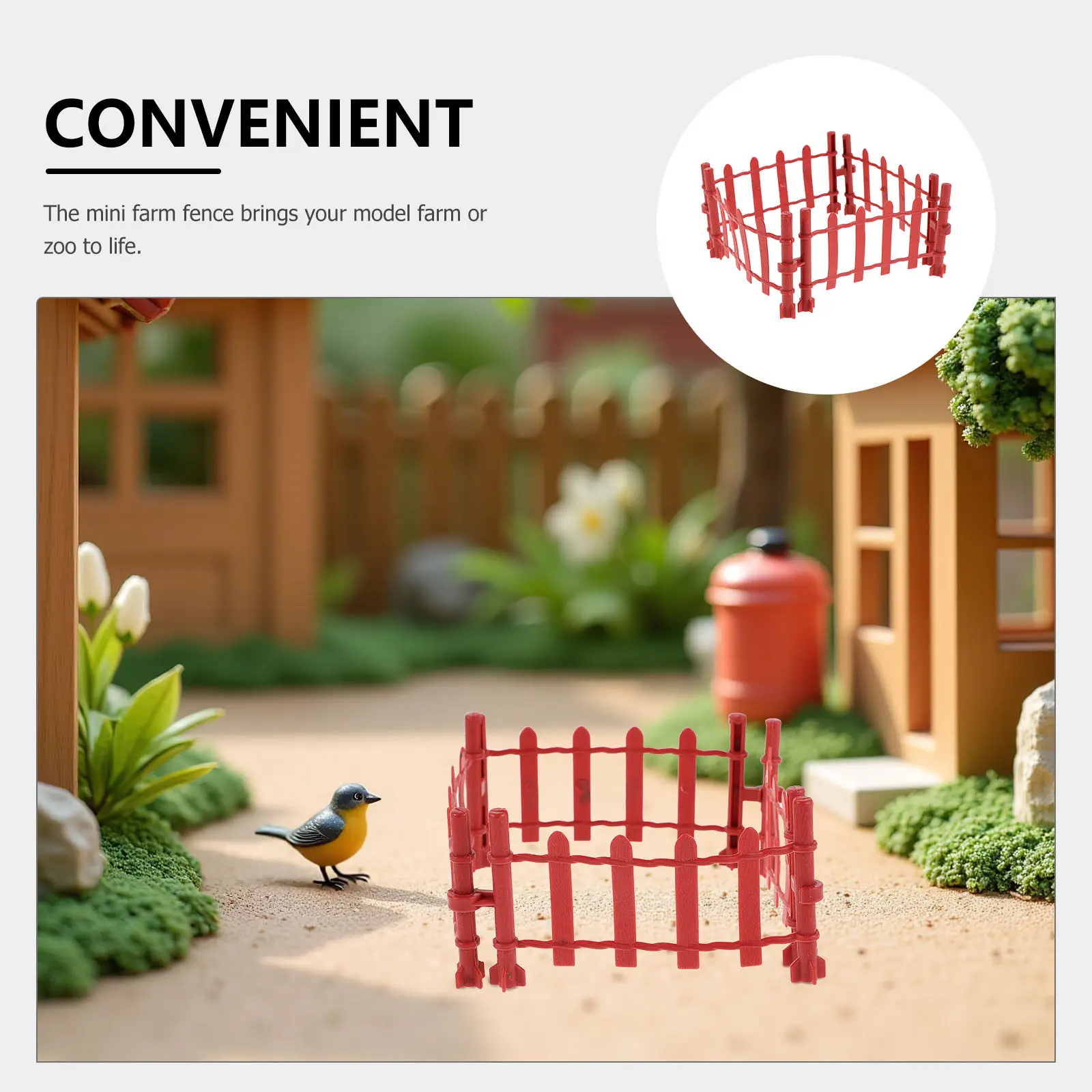 100pcs Mini Plastic Farm Fence for Cake Decorating, Diorama, Sand Table & Educational Props – 9cm Realistic