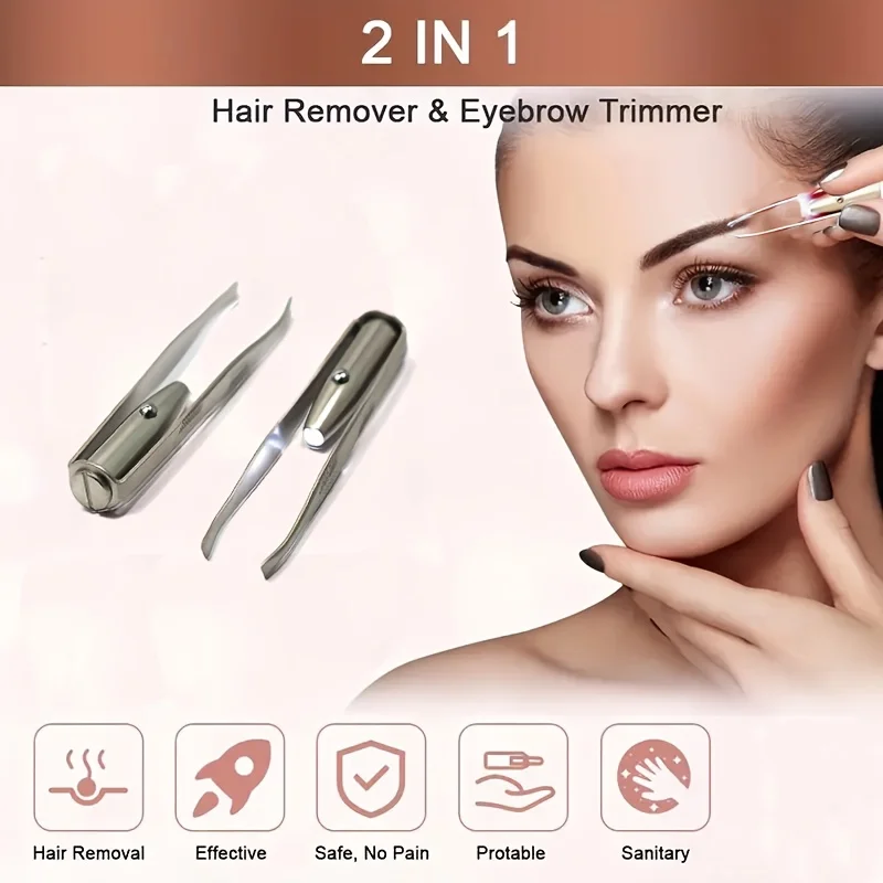 1/3Pcs Led 눈썹 핀셋 스테인레스 스틸 얼굴 눈썹 디자인 속눈썹 리무버 도구 라이트 속눈썹 핀셋 뷰티 메이크업