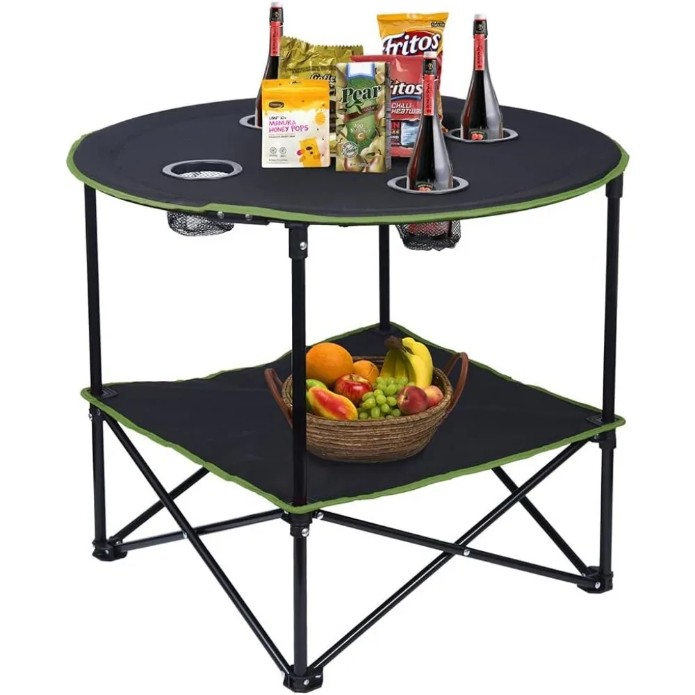 

Camping Tables That Fold Up Lightweight Portable Outdoor Table with 4 Cup Holders and Carrying Bags for Outdoor Picnic