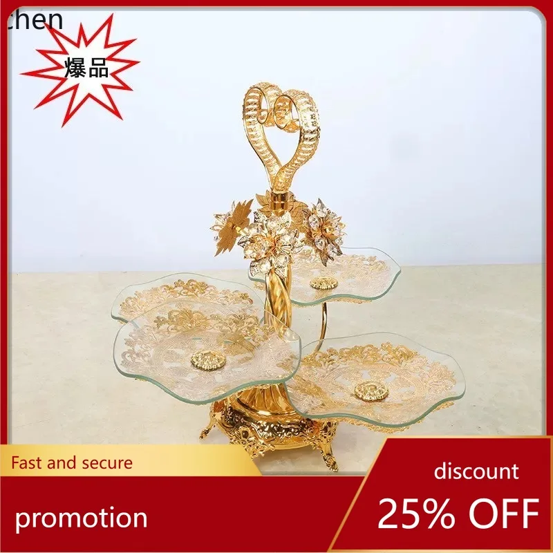 

H1 Four-Compartment Round Multi-Layer Fruit Tray, Creative Three-Layer Internet-Famous Fruit Plate for Coffee Table Decoration