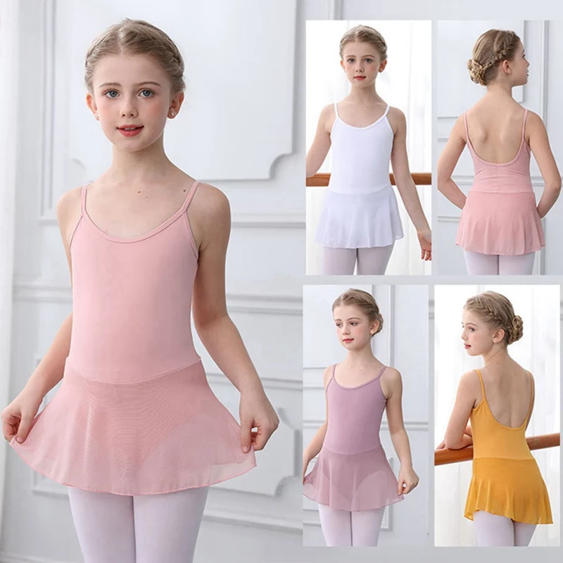 Kids Girls Camisole Ballet Leotards Ballet Dancewear Gymnastics Leotard Dance Dress 4-14 Years Gymnastics Training Wear Costume