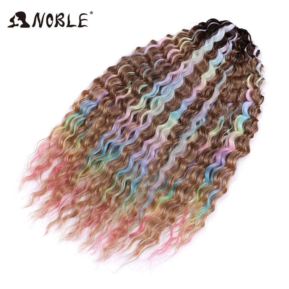 Nobre crochê cabelo sintético arco-íris cor onda de água 24 Polegada torção crochê trança cabelo onda profunda trança extensão do cabelo