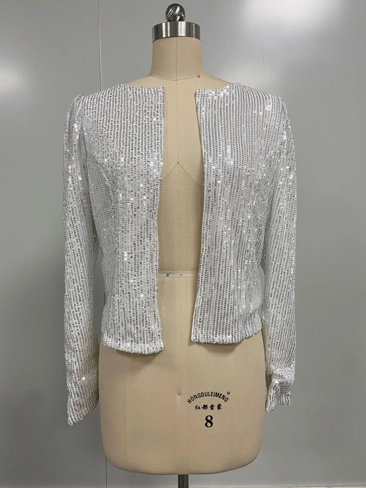 Spring Autumn 2023 Sequined Jacket Cardigan Women Multi Colors Stand Collar Long Sleeve Short Coat Tops Blazer Casual 38902