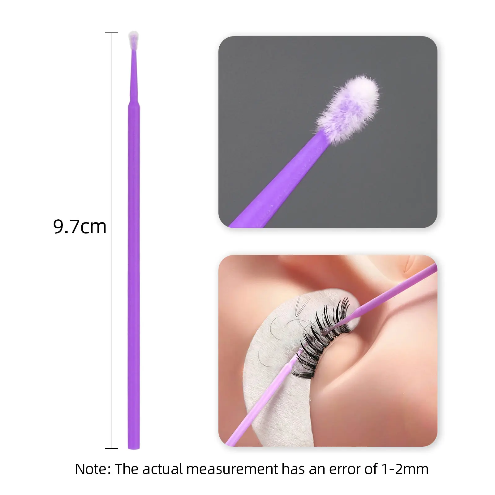 100 個まつげクリーニングブラシまつげエクステンションマイクロ綿棒まつげメイクアップクリーンリムーバーツールアイマスク眼帯付き