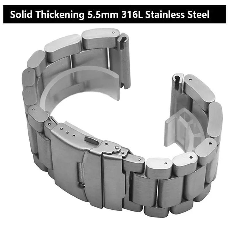 

Ремешок для часов из нержавеющей стали 22 мм, 24 мм, 26 мм, с твердым утолщением 5,5 мм для Panerai Breitling, металлический ремешок для часов, браслет на запястье