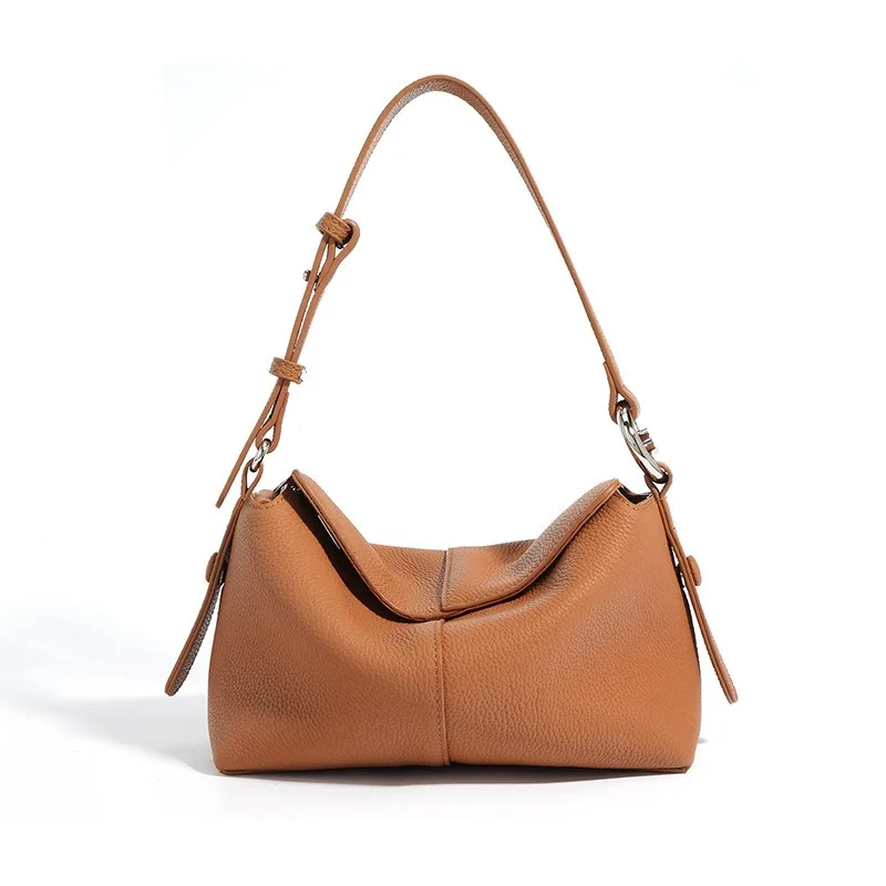 

Minimalist Top Layer Cowhide Crossbody Bag Small Luxury Commuter Shoulder Bag for Women Simple Design Daily Use Milkshake White