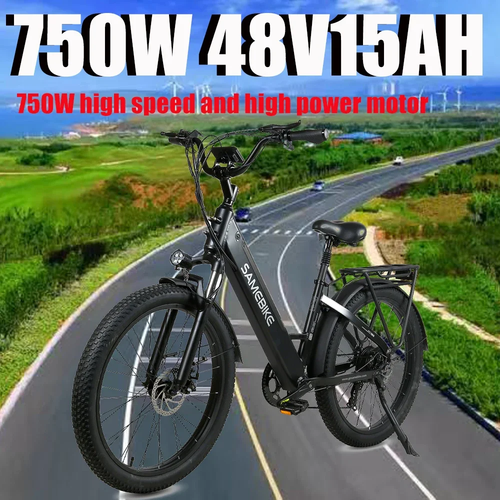 750Wmotor Electric Bike 48V 14AH battery 26 inchesTires hydraulic shock absorption city assist E-Bike mountain snow off-road