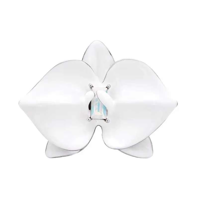 Orchid series enamel ear clip elegant simple white earrings