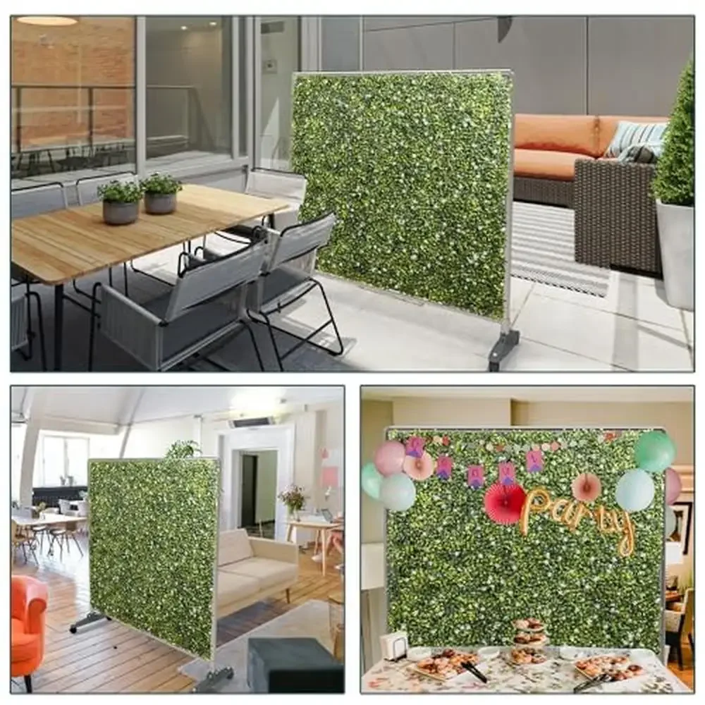 Artificial Plant Hedge Room Divider with Wheels Movable Privacy Fence Panel Decoration Indoor Outdoor 60