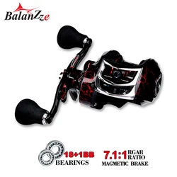 Balanzze-Bait Casting Fishing Reel, 18 + 1 BB Baitcasting Reel, 7.1:1 Rgar Ratio, High Speed Spool Fishing Reel for Sea Fishing