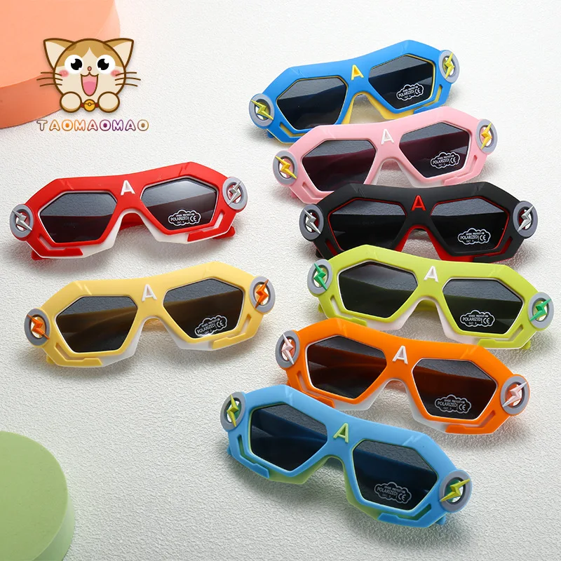 Cartoon Robots with Lightning Polarized KIDS Sun Glasses  Silicone Safety Glasses Gift for Children Baby UV400 Eyewear