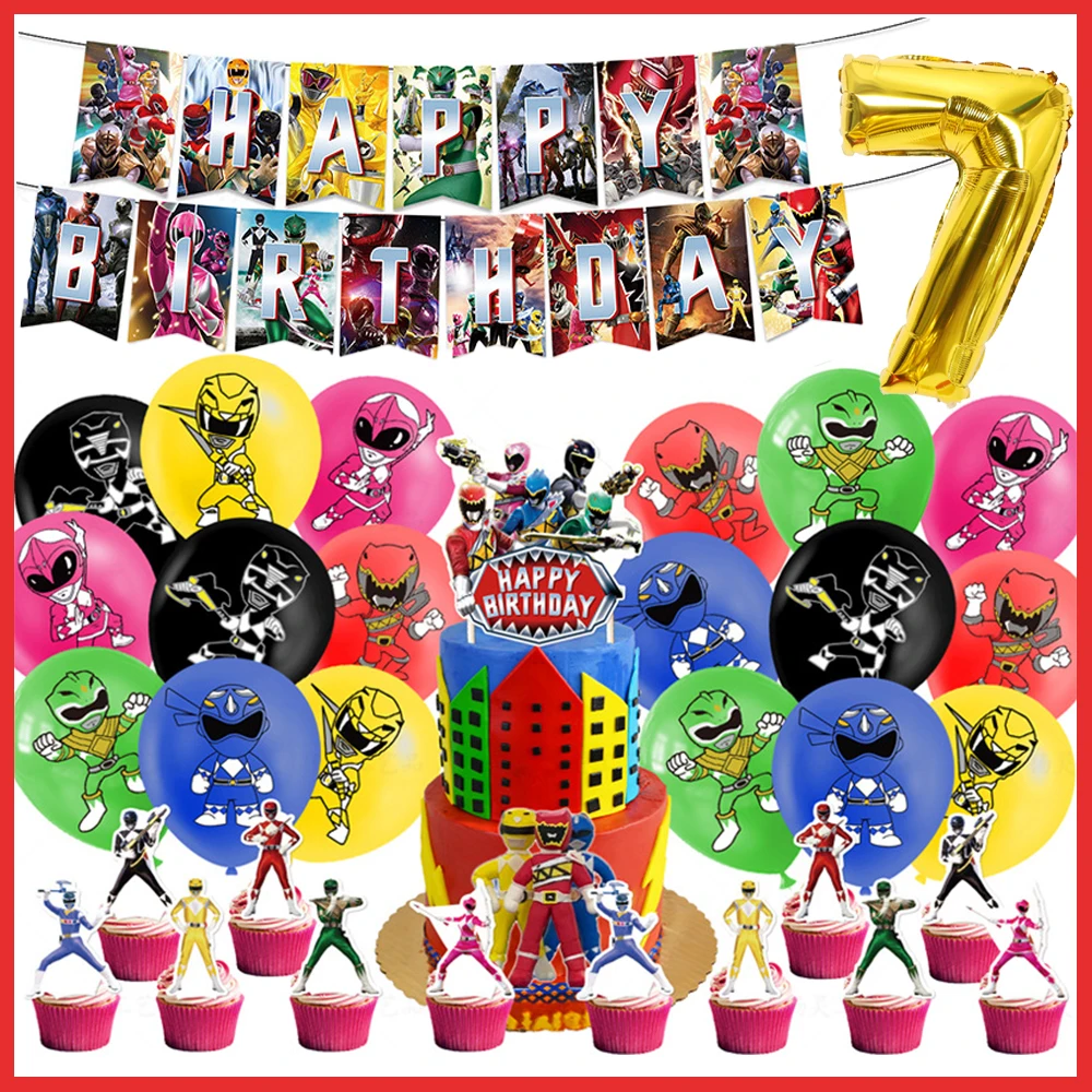 Model Kit Power Rangers - 카툰 파워레인저스 테마 어린이 생일 장식