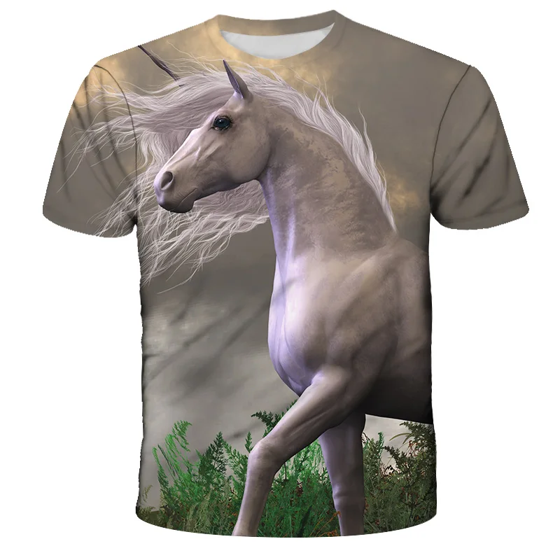 4-13Y Girls Boys Dabbing Unicorn T-Shirt Summer Children Colorful Animal Horse 3D Print Clothing T Shirt Kids Baby Cool Tshirts