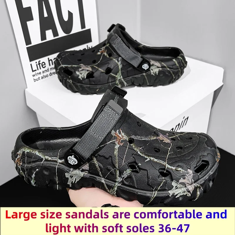 2025 Sandalias de verano para hombre, nuevos zapatos para el jardín en casa, zapatillas cómodas y ligeras para hombre, sandalias antideslizantes de suela blanda de talla grande
