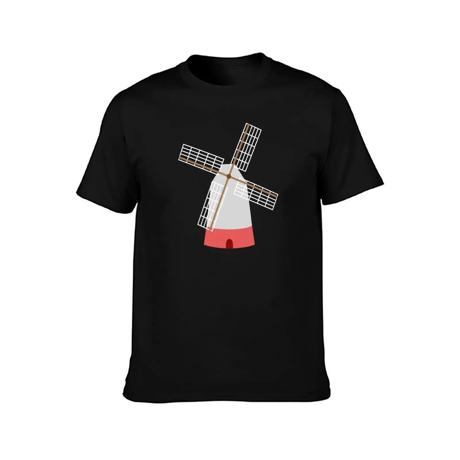 Windmill T-Shirt Summer Casual Cotton Tee Oversized Streetwear Tops Vintage Graphic Print Loose Fit Short Sleeve