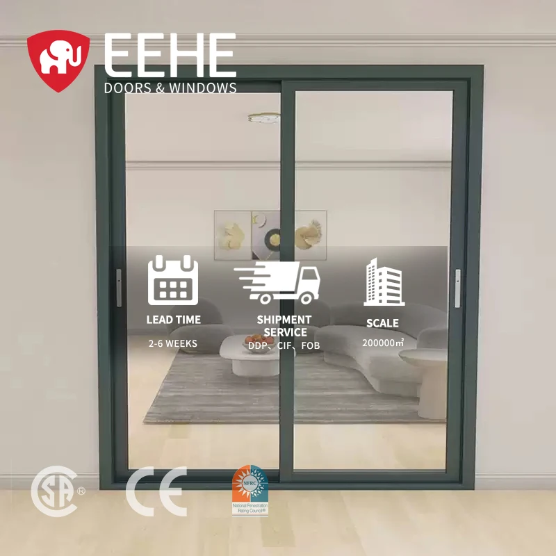 Eehe Sliding Glass Doors With Built in Blinds Aluminum Thermal Break Noise Reduction Exterior Glass Sliding Door