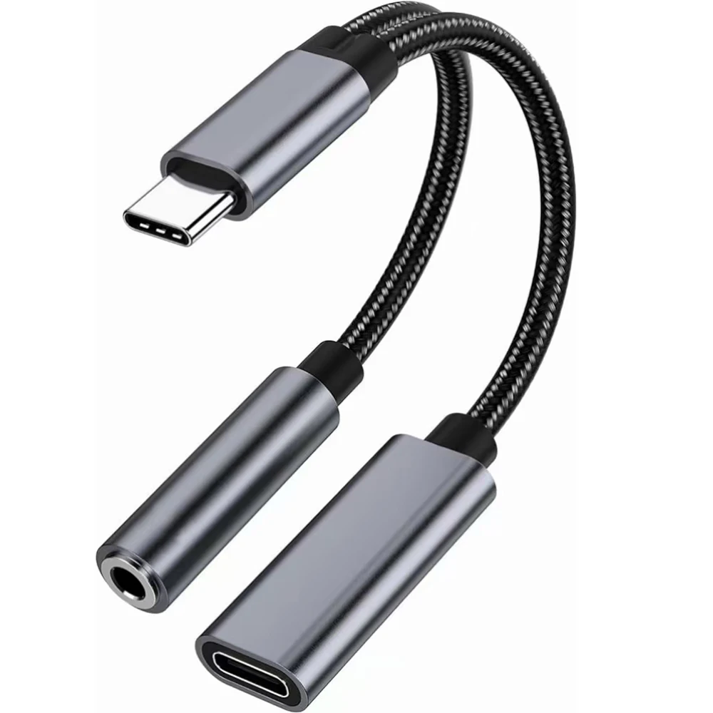 Type C to 3 5mm PD 60W USB AUX Cable Converter with 2 in 1 Headphone Jack Adapter Audio Cable for Xiaomi Huawei Earphone