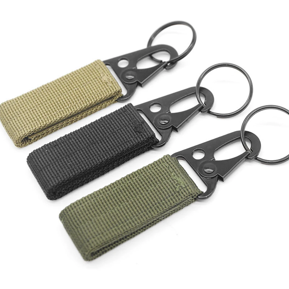 TARKA Tactical Hanging Buckle Molle Nylon Webbing Carabiner Belt Triangle Keychain Outdoor Climbing Camping Tool Accessory image 4