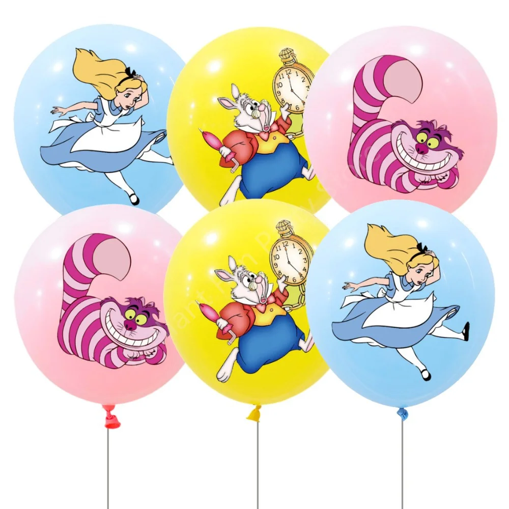 6/12pcs Alice in Wonderland Latex Balloons Party Decorations Kids Birthday Wedding Decorations Helium Globos Baby Shower Ballon