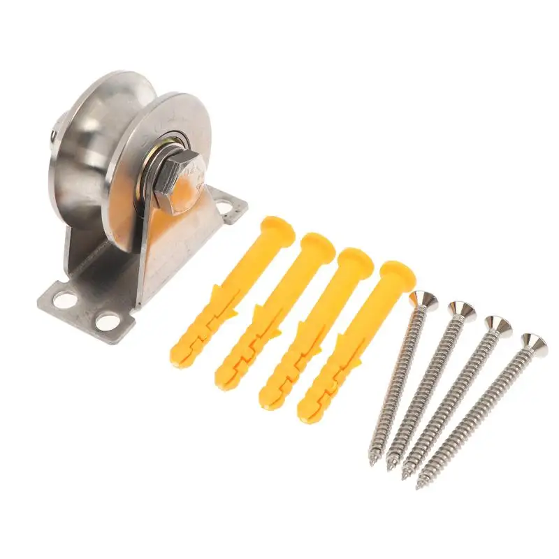 1Pcs Stainless Steel Shaped Track Roller With Plate Universal Track Wheel Lifting And Sliding Door Wheel Steel