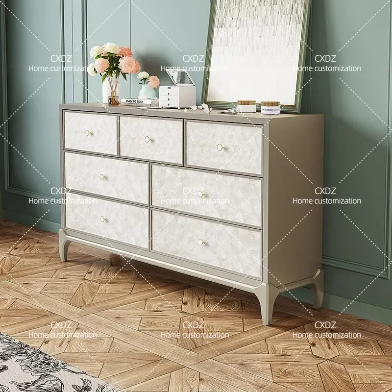 American light luxury shell dining side cabinet modern simple living room seven chest cabinet entrance bedroom storage