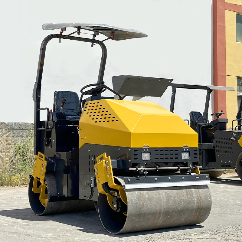 Mini rouleau de route de 1 tonne, compacteur vibrant pour le travail de tranchée d'aménagement paysager et la réparation de petites routes
