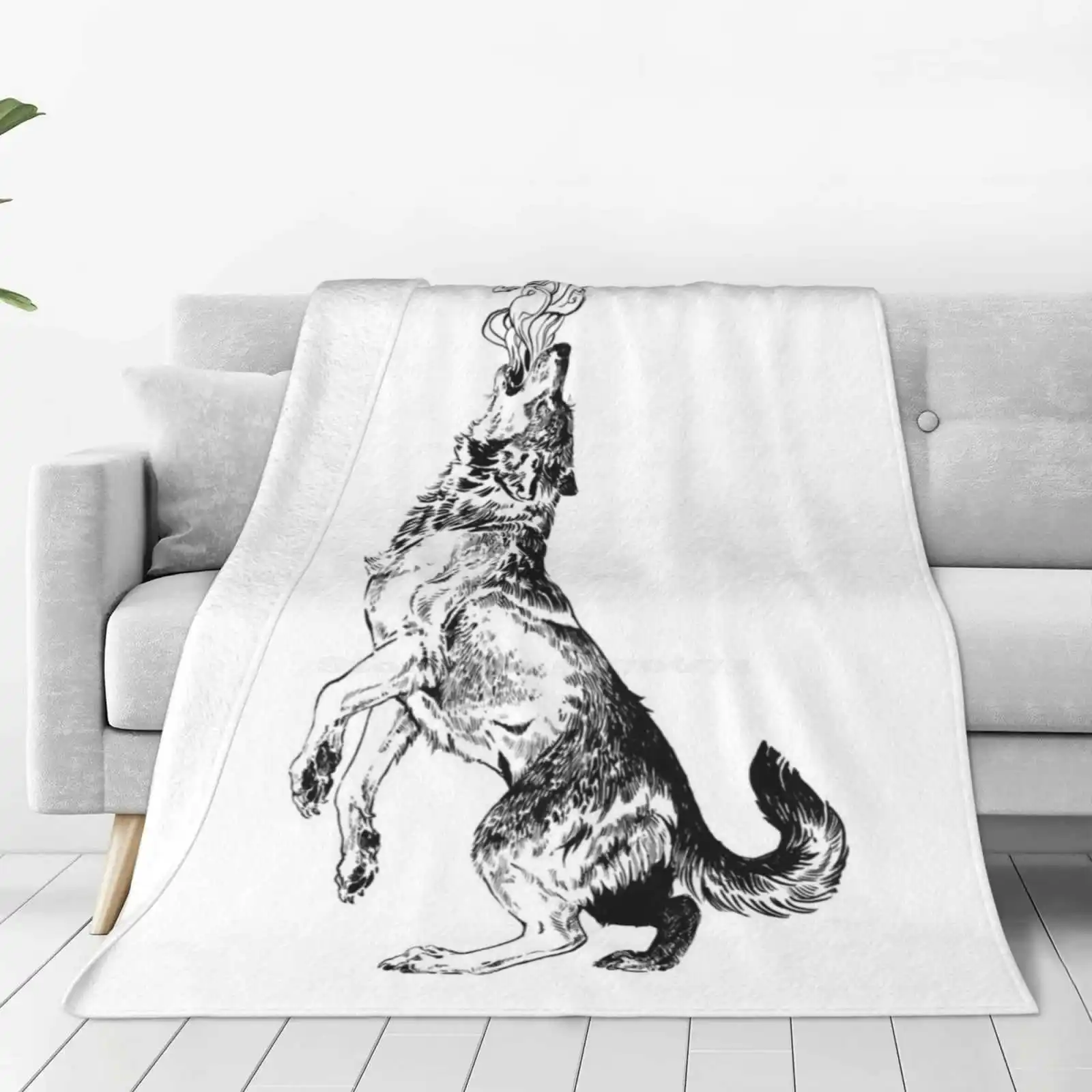 Howling Wolf All Sizes Soft Cover Blanket Home Decor Bedding Wolf Howl Howling Ink Tattoo