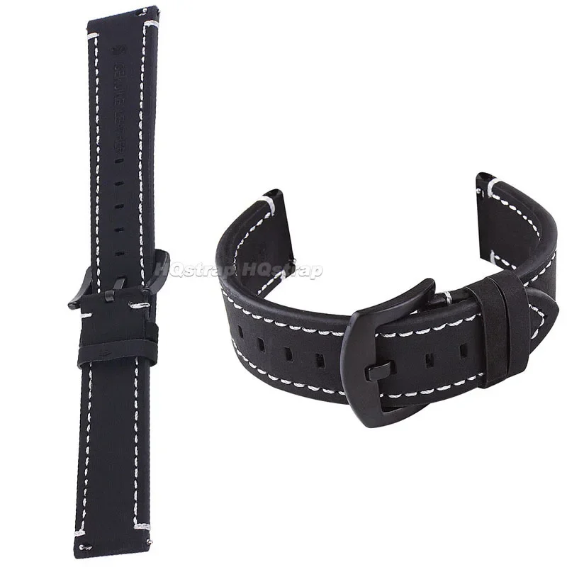 Кожаный ремешок в стиле ретро 18 мм, 19 мм, 20 мм, 21 мм, 22 мм, 24 мм, мягкий ремешок, водонепроницаемый браслет для ремешка для часов Seiko, быстросъемный браслет